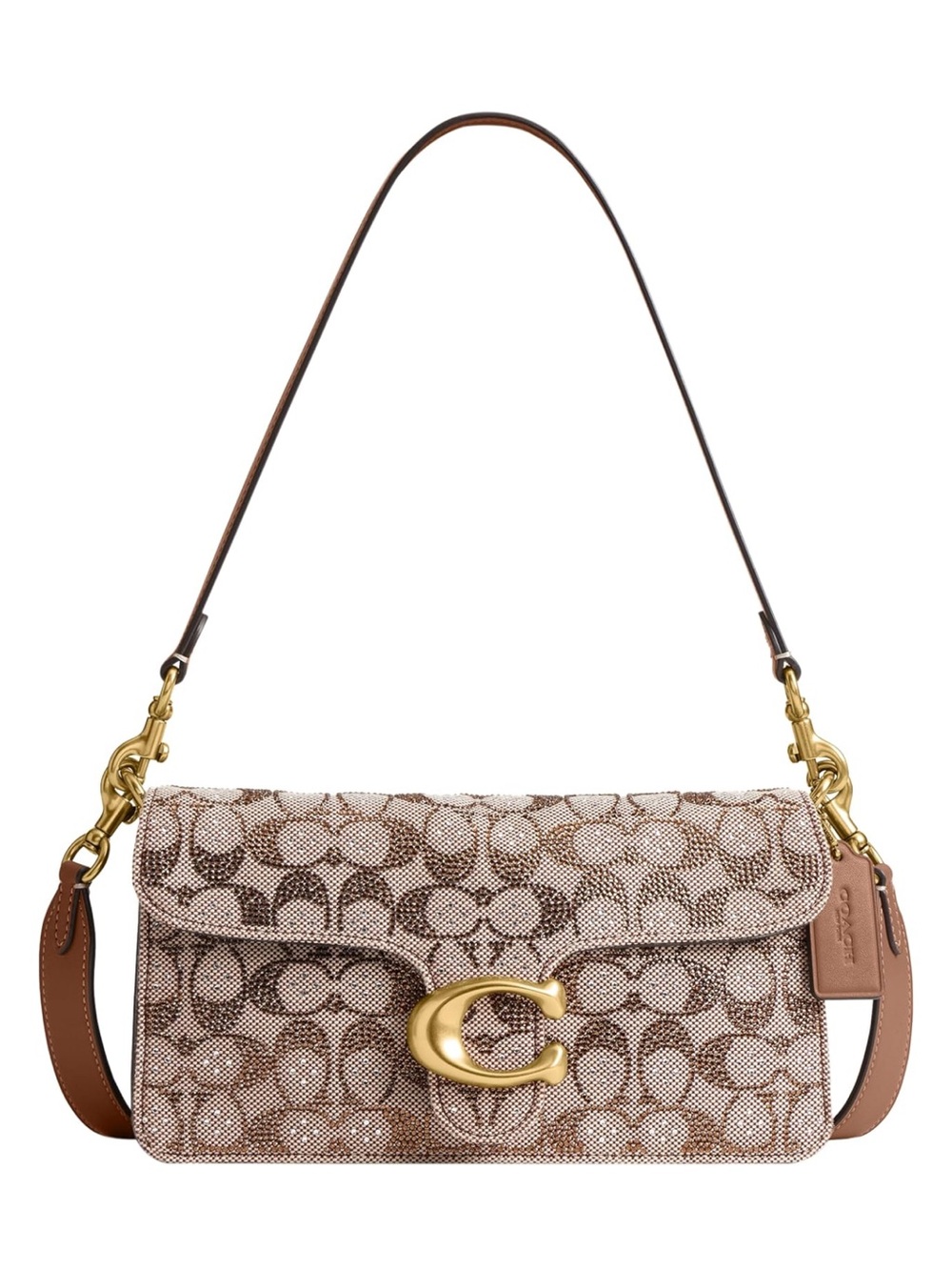 New Coach Tabby 26 Crystal Signature Jacquard  Shoulder Bag in Mushroom